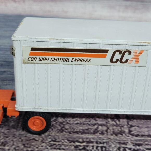 Vintage Tonkin CCX Ford areo semi and pup trailer die-cast white/orange - Picture 3 of 13
